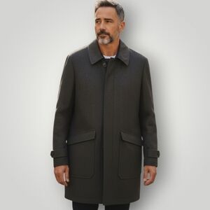 Nautica Waterville Gear Coat 44R‎ New Charcoal Wool Blend Water Resistant Mens